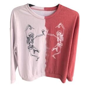 Dancing skeletons heart Nantucket red and white day of the dead plus SZ XXL 2XL